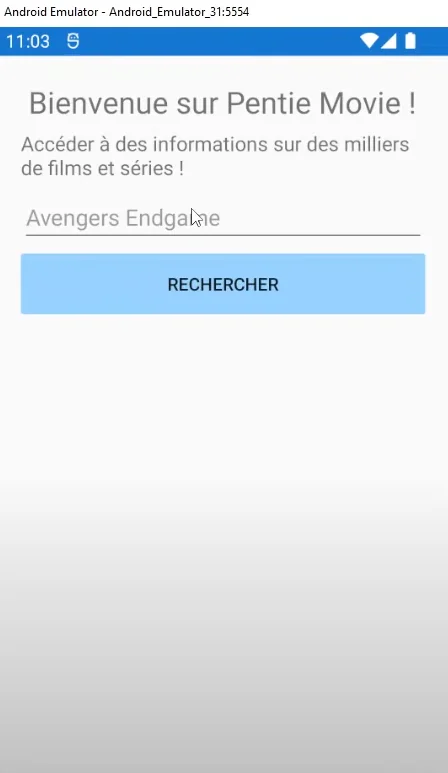 Interface de l'application mobile Xamarin consommant l'API RapidAPI