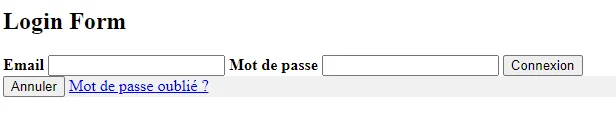 Formulaire de connexion avec lien de récupération de mot de passe