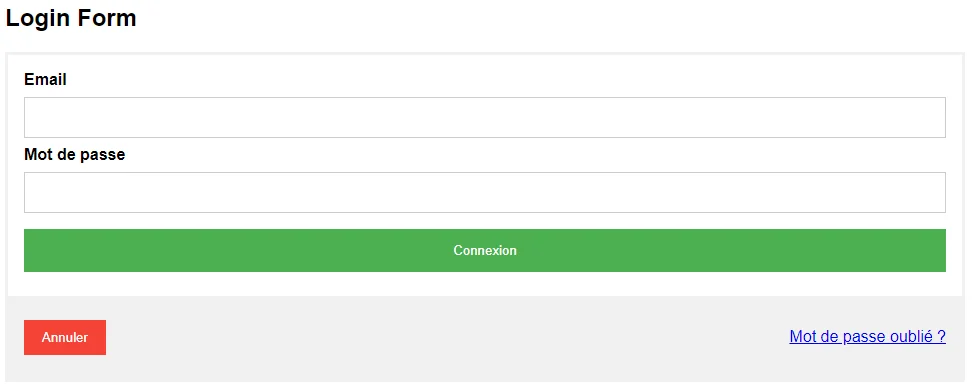 Formulaire de connexion stylisé pour la récupération de mot de passe
